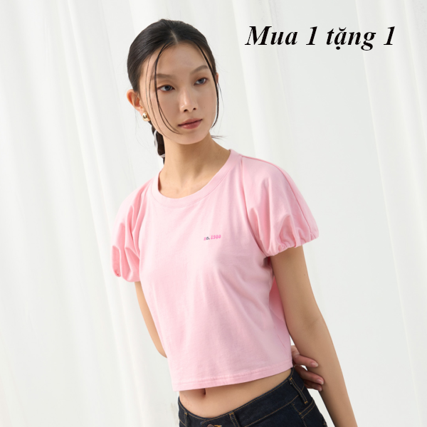 Áo thun ngắn tay nụ hoa nở mềm mại nữ-mua 1 tặng 1